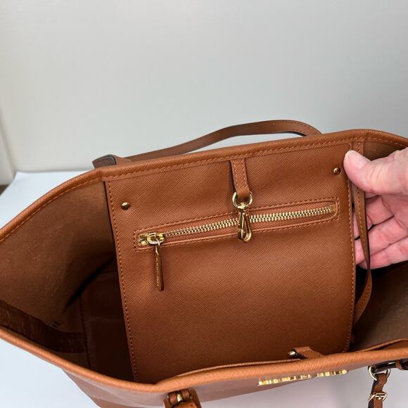 Michael Kors Acorn Brown Leather Tote Bag - Picture 10 of 14